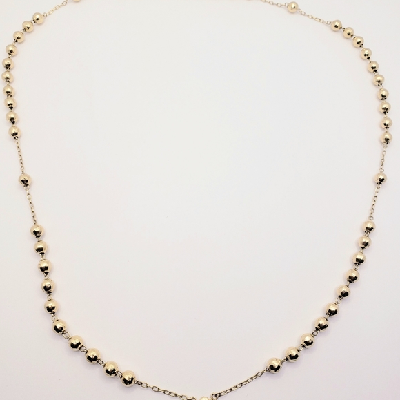 14K Solid Gold 6mm Bead Ball Rosary Necklace 26" Guadalupe Rosario Collar Oro - Picture 10 of 16